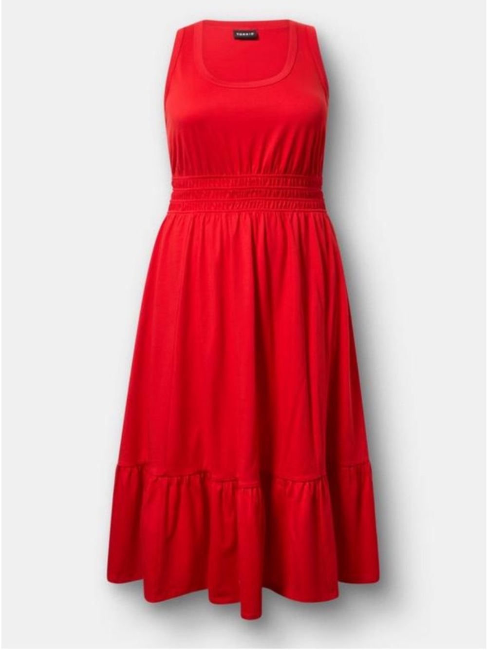 Torrid Cotton Shirred Waist Midi Dress - Size 00/10 - Adrenaline Rush Red - NWT